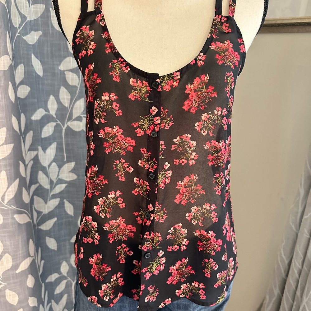 Xhilaration Floral Camisole in Black and Pink
